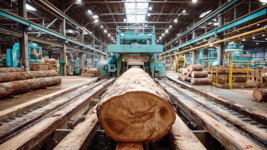 Log on the carriage of a sawmill headrig